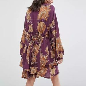 Free People Shake It Floral Mini Dress in Berry Combo XS